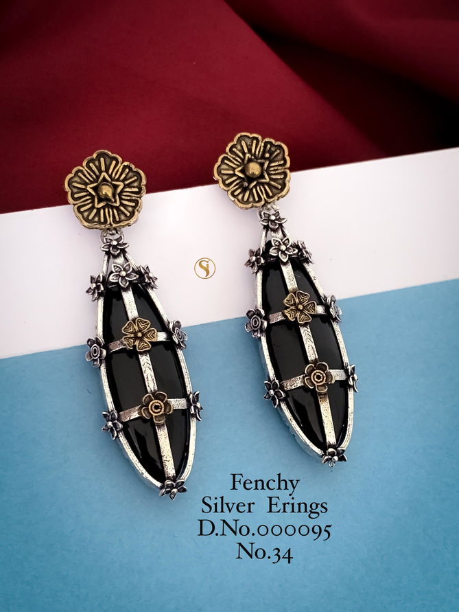 2 Fancy Designer Silver Earrings Wholesale Market In Surat
